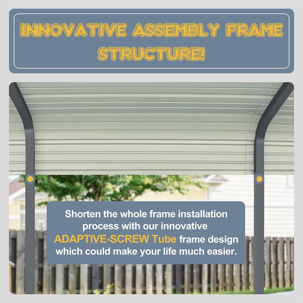 [12x20FT] MPT Premium Heavy Duty Outdoor Canopy Garage Shelter With Galvanized Metal Roof