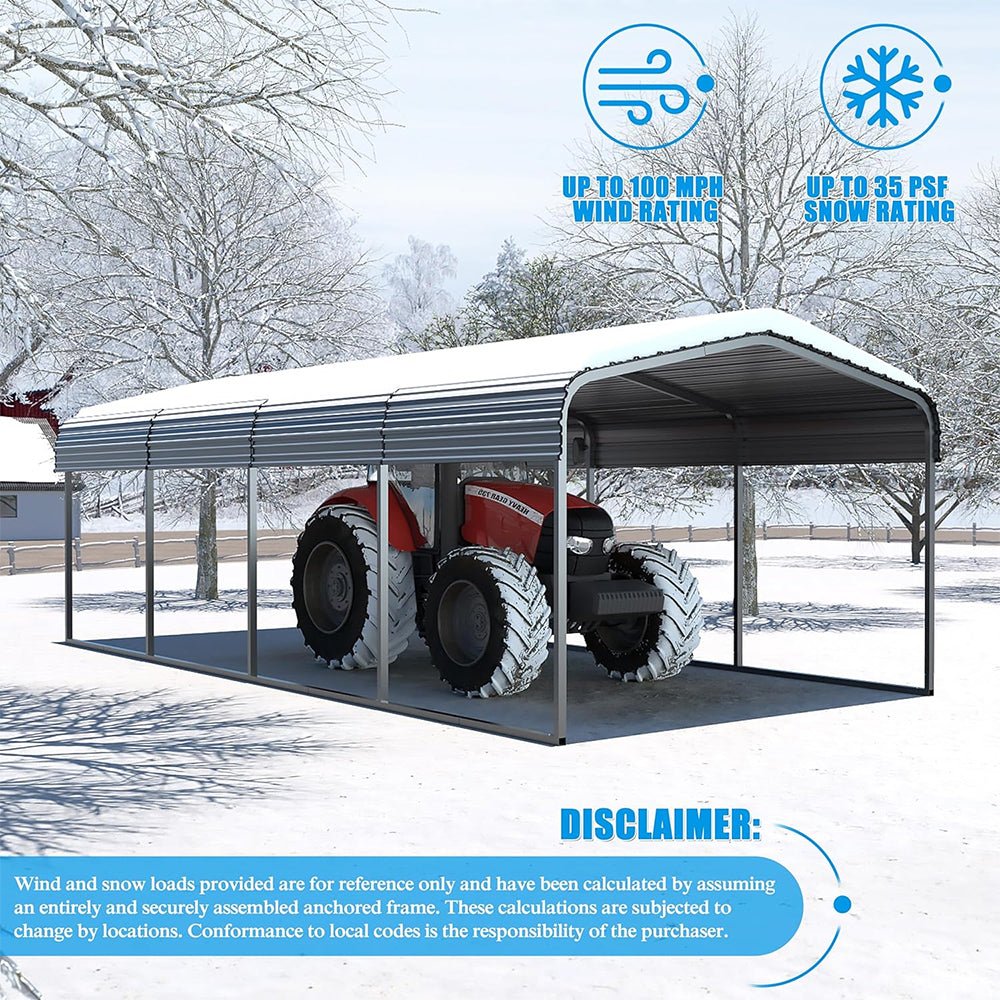 [12x20FT] MPT Premium Heavy Duty Outdoor Canopy Garage Shelter With Galvanized Metal Roof