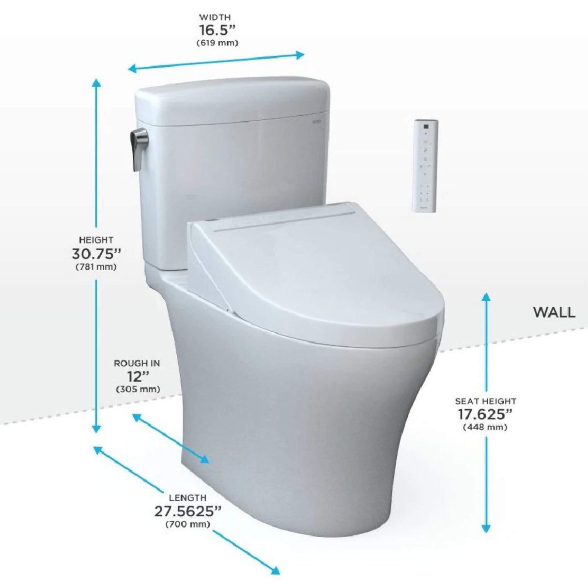 [MW4363084CEMFGN#01] TOTO Aquia IV Cube Washlet C5 With 0.9 GPF And 1.28 GPF Elongated Dual Flush Bidet Toilet (SAK90827)