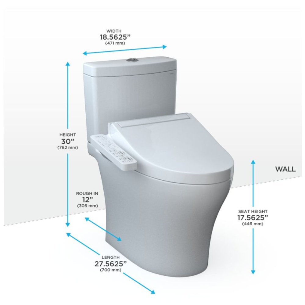 [MW4463074CEMFGN#01] TOTO Aquia IV Washlet C2 With 1.28 GPF and 0.9 GPF Universal Height Elongated Bidet Toilet (SAK10613)
