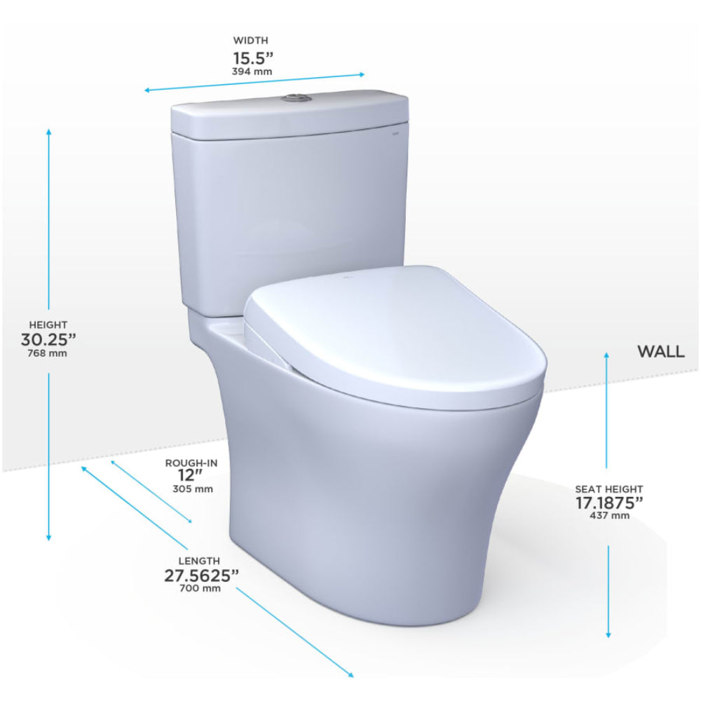 [MW4464736CEMFGN#01] TOTO Aquia IV Dual Flush Elongated Chair Height Toilet With Washlet S7A (SAK98062)