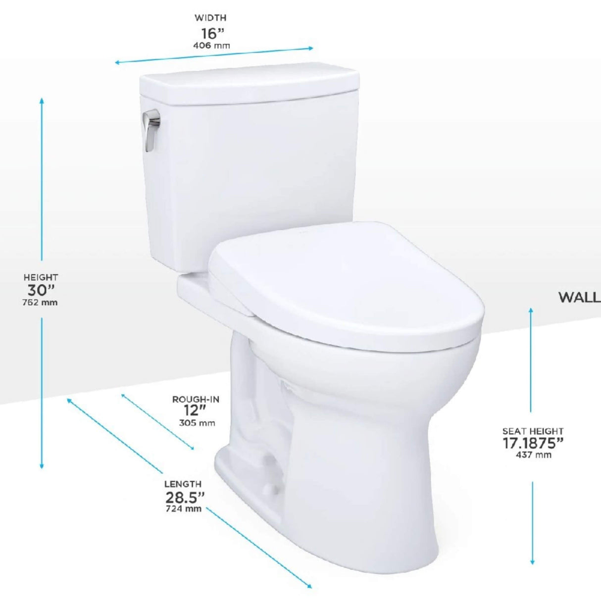 [MW4544726CUFG#01] TOTO Drake II 1 GPF Elongated Chair Height Toilet With Washlet S7A Bidet Seat (SAK53152)