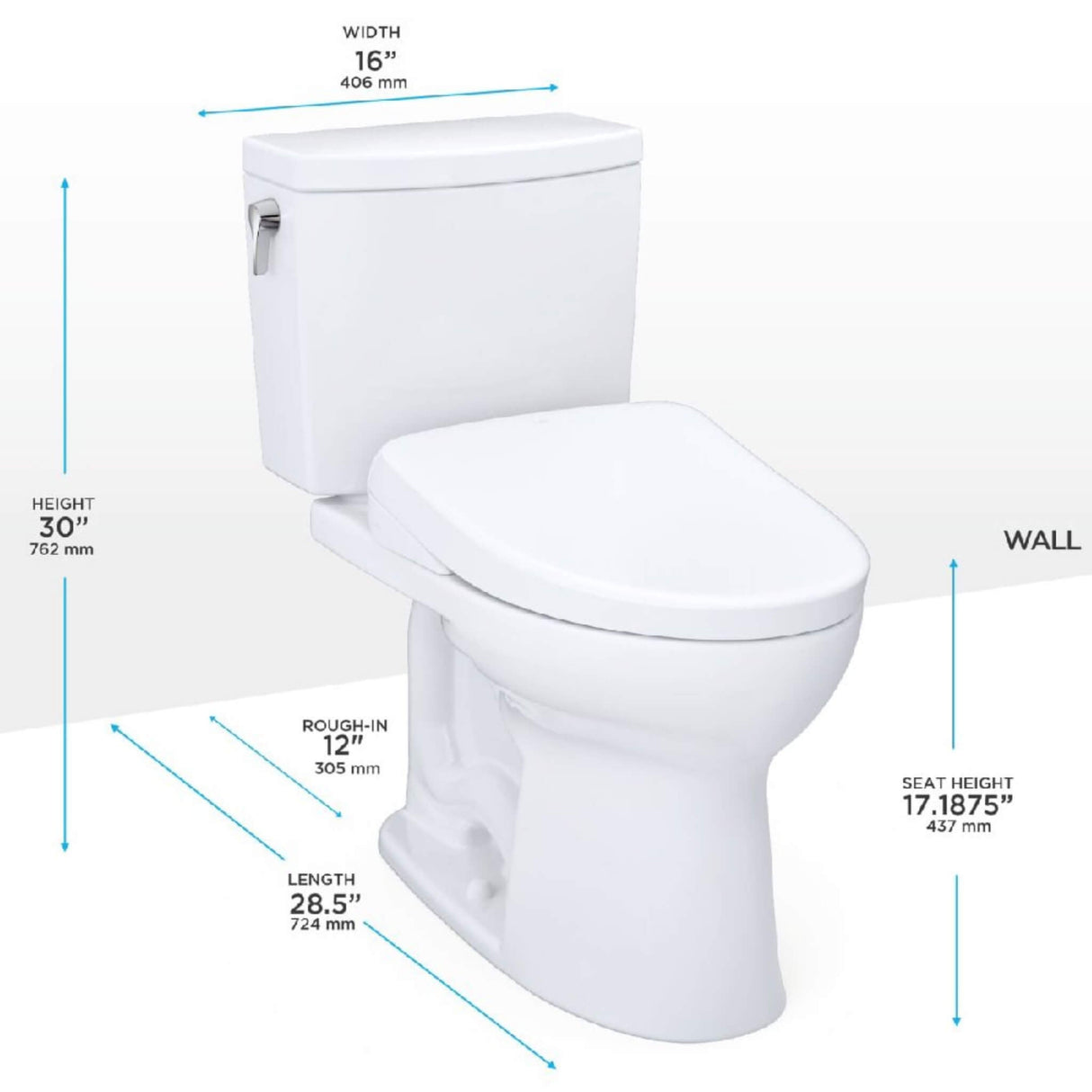 [MW4544726CUFGA#01] TOTO Drake II Washlet S7 And 1.0 GPF Elongated Chair Height Bidet Toilet (SAK70831)