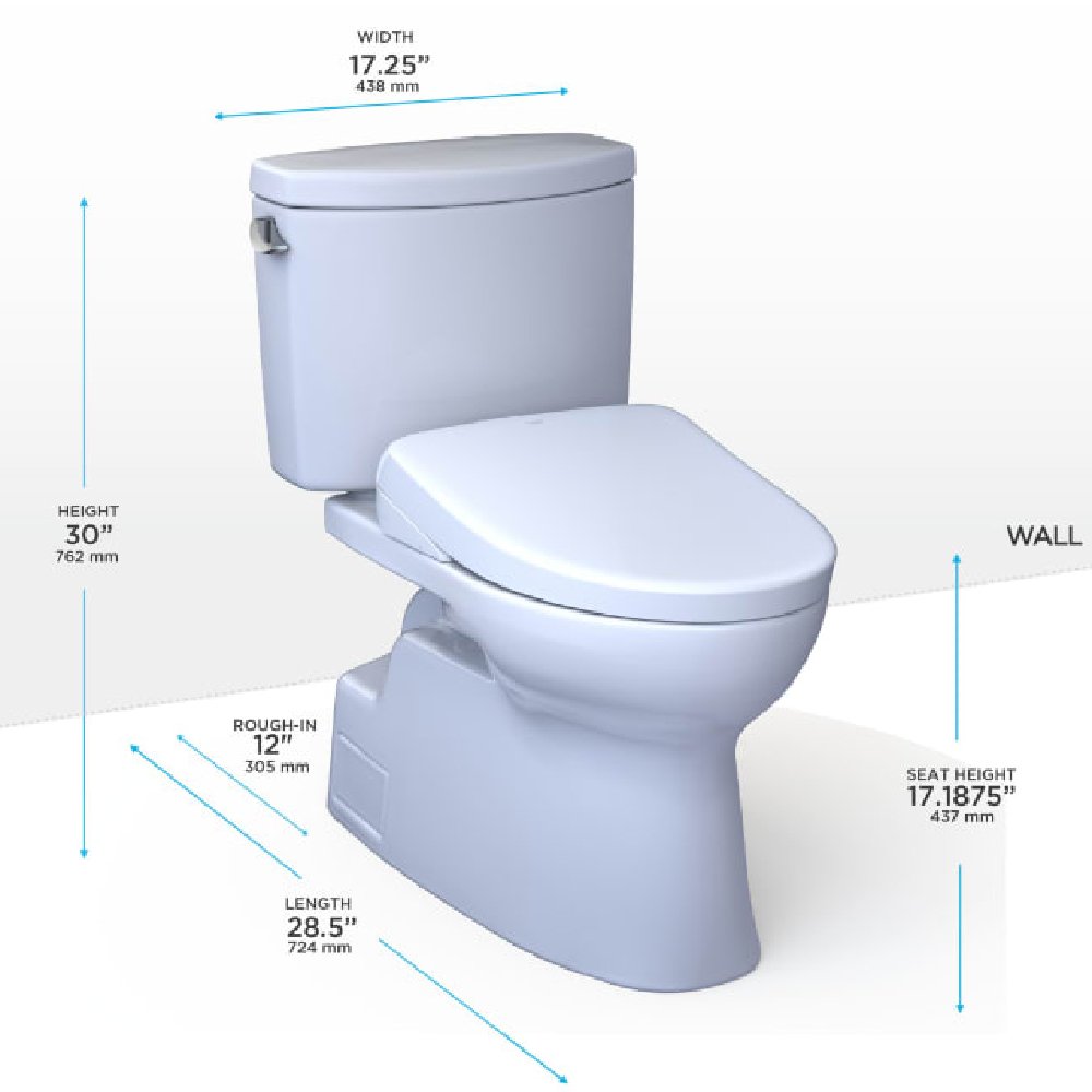 [MW4744726CEFG#01] TOTO Vespin II 1.28 GPF Chair Height Elongated Toilet With Washlet+ S7 Bidet Seat (SAK26135)