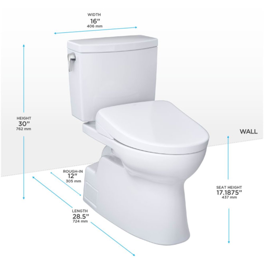 [MW4744736CUFG#01] TOTO Vespin II 1 GPF Elongated Chair Height Toilet With Washlet S7A Auto Open Bidet Seat (SAK56135)