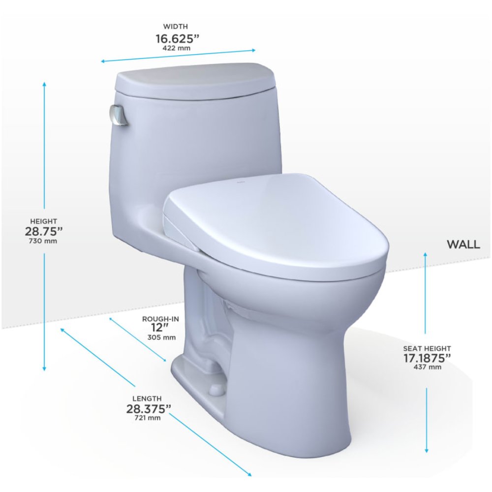 [MW6044726CEFG#01] TOTO Ultramax II 1.28 GPF One Piece Elongated Chair Height With Washlet S7 Bidet Seat Soft Close (SAK15913)