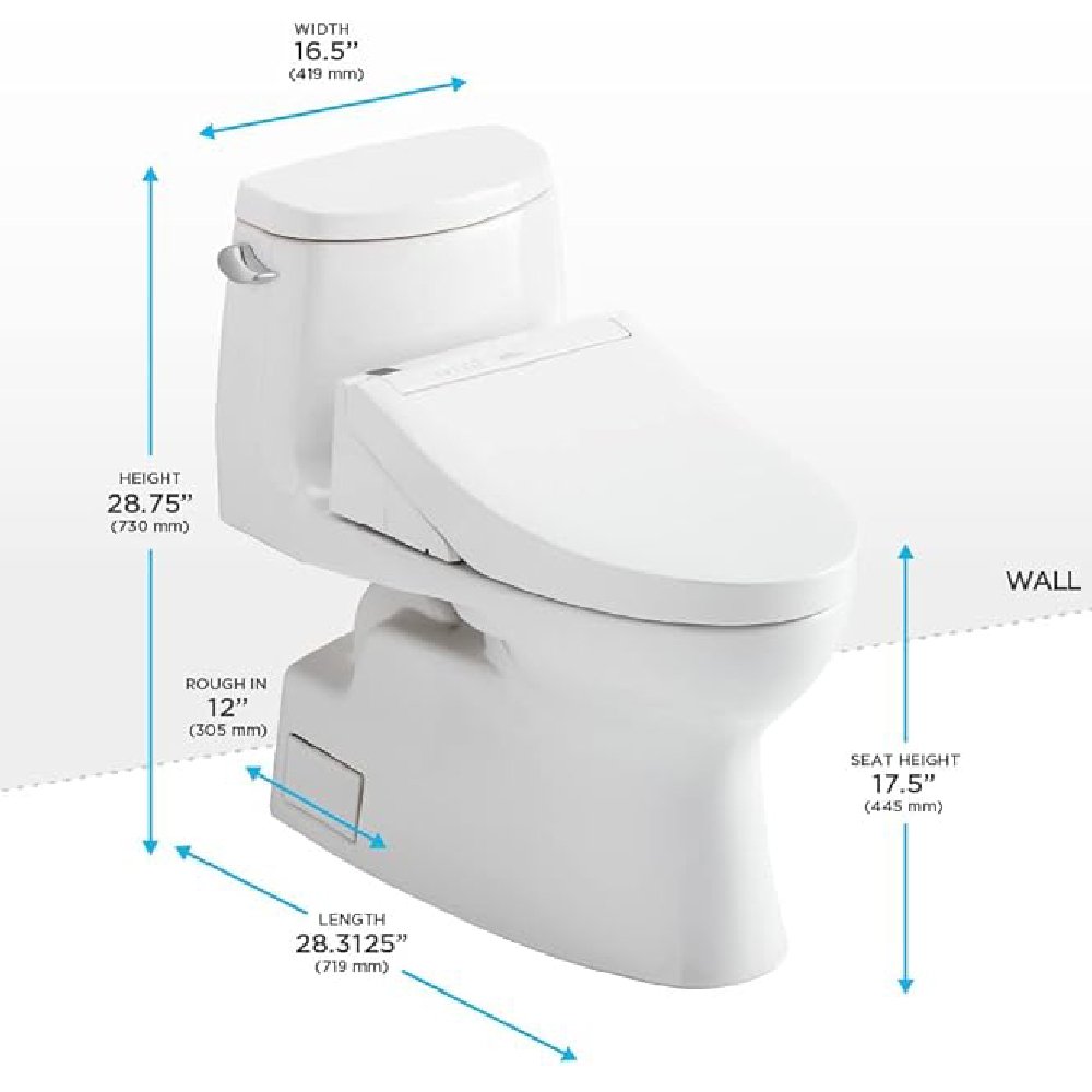 [MW6143084CEFG#01] TOTO Carlyle II 1.28 GPF One Piece Elongated Toilet With Washlet C5 Bidet Seat (SAK03124)