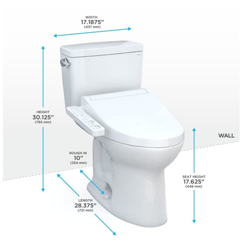 [MW7763074CEFG.10#01] TOTO Drake 1.28 GPF With Washlet C2 Elongated Bidet Toilet And 10" Rough In (SAK73915)