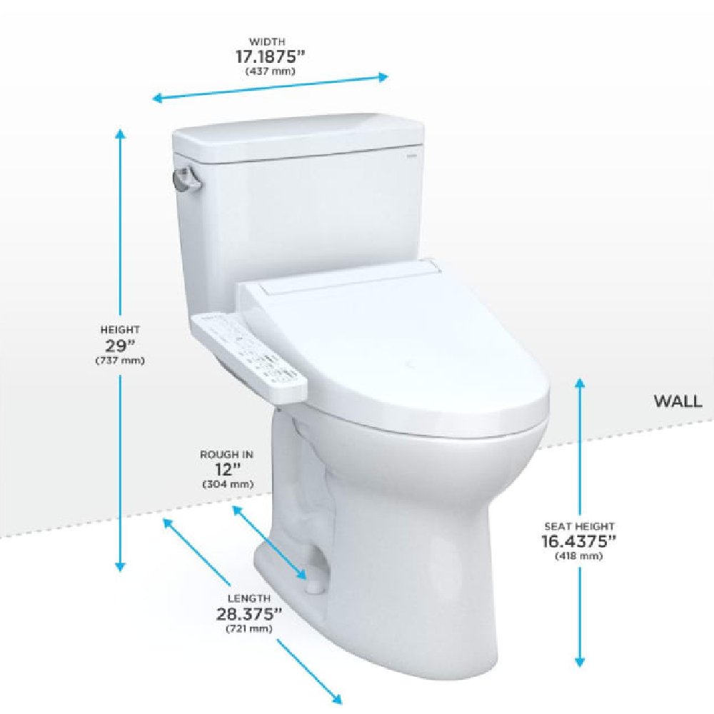 [MW7763074CSG#01] TOTO Drake 1.6 GPF And Washlet C2 With Left Hand Lever Elongated Bidet Toilet (SAK36982)