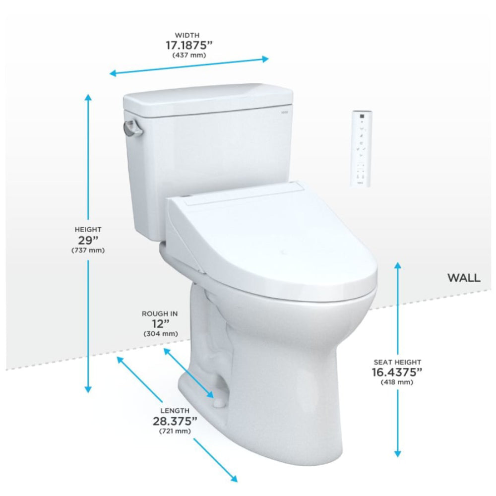 [MW7763084CEG#01] TOTO Drake 1.28 GPF Washlet Elongated Toilet With C5 Bidet Seat (SAK74362)