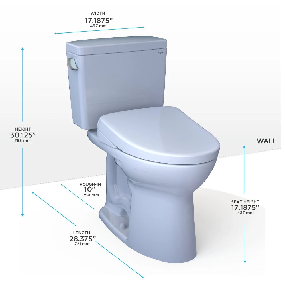[MW7764726CEFGA.10#01] TOTO Drake 1.28 GPF Universal Height Toilet 10" Rough In With Washlet S7 Bidet Seat (SAK32478)