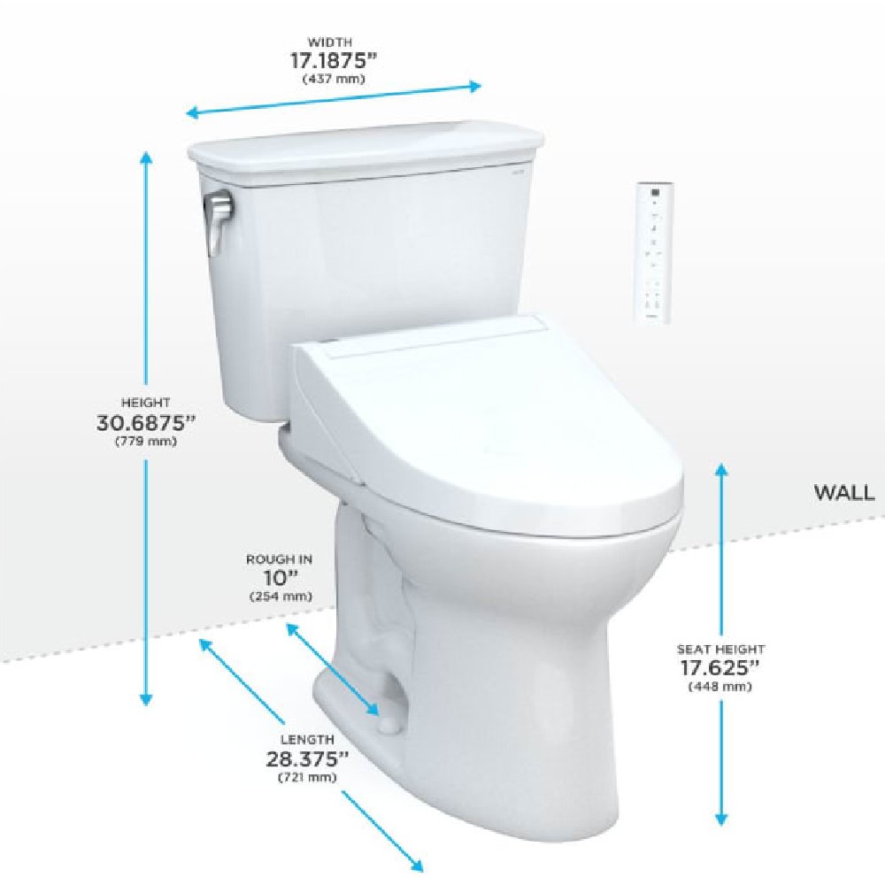 [MW7863084CEFG.10#01] TOTO Drake Washlet C5 With 1.28 GPF Elongated Bidet Toilet With Left Hand Lever (SAK78219)