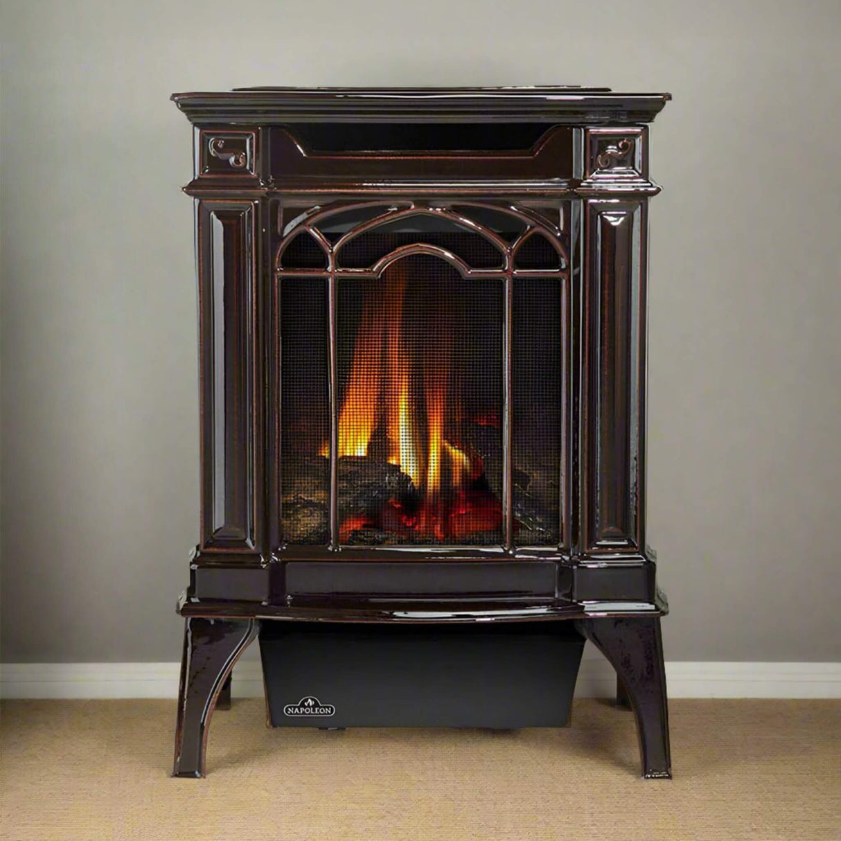 Napoleon Arlington 20 Cast Iron Millivolt Ignition Majolica Brown Natural Gas Stove, 19" [GDS20NNSB]