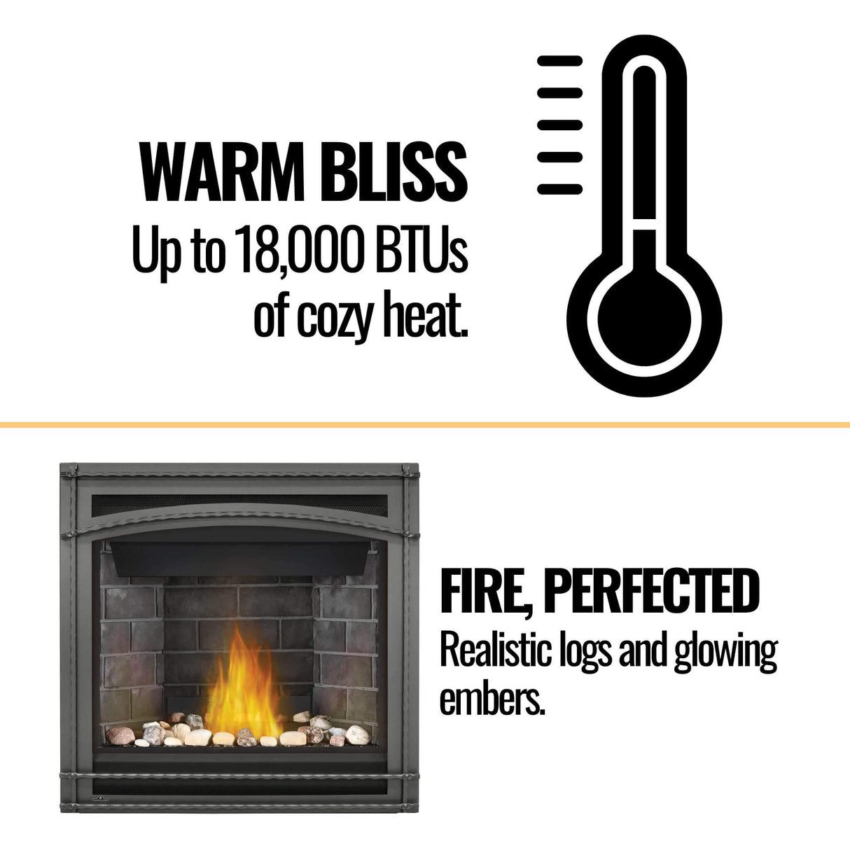 Napoleon Ascent 36 Direct Vent Millivolt Ignition Natural Gas Fireplace, 35" [B36NTR-1]