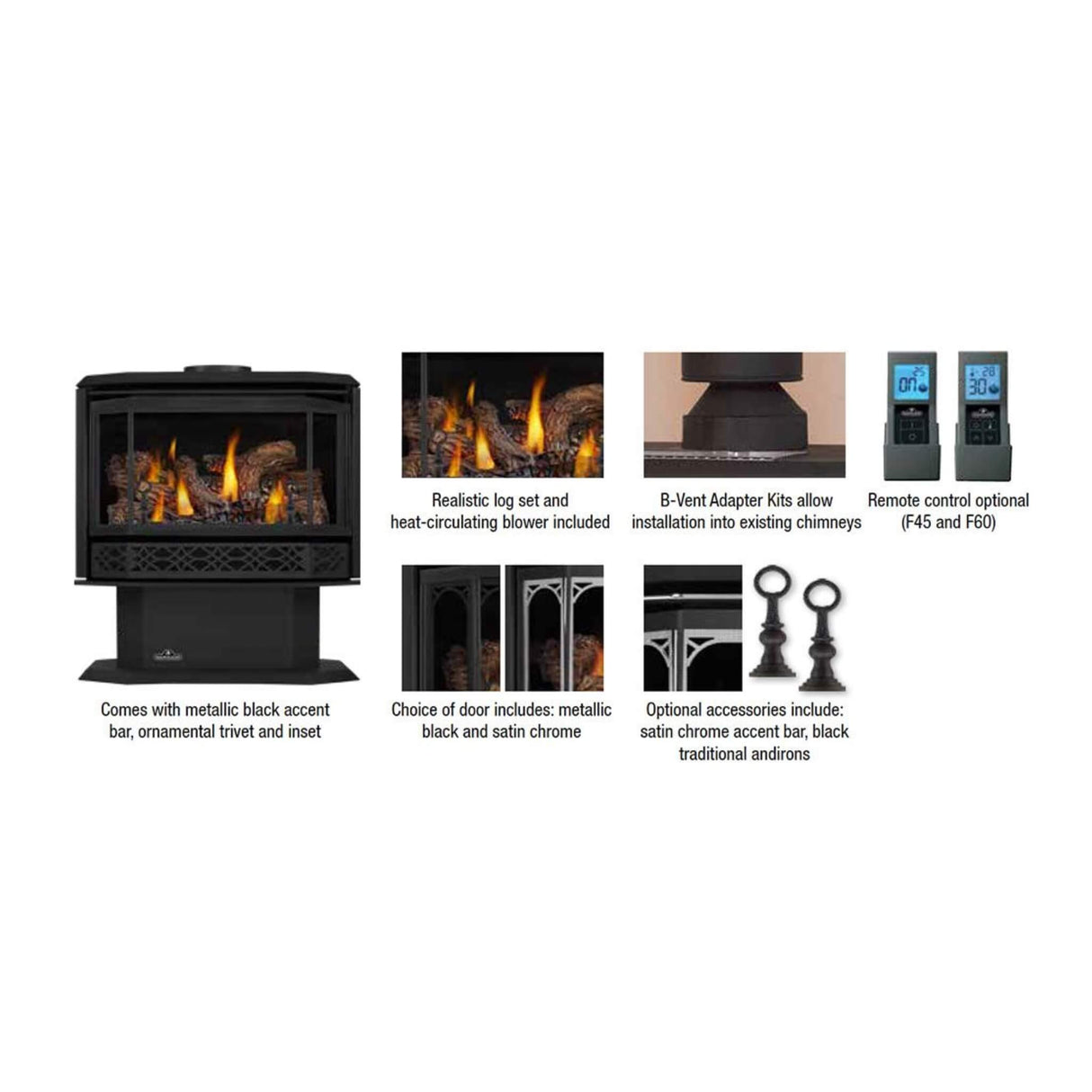 Napoleon Havelock 50 Direct Vent Natural Gas Stove With Triple Burner, 28" [GDS50-1NE]