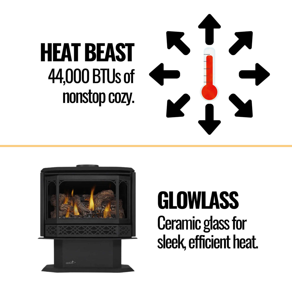 Napoleon Havelock 50 Direct Vent Natural Gas Stove With Triple Burner, 28" [GDS50-1NE]