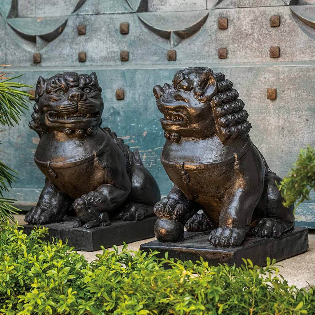Campania Traditional Foo Dog Set Garden Statue - OR-175 SET