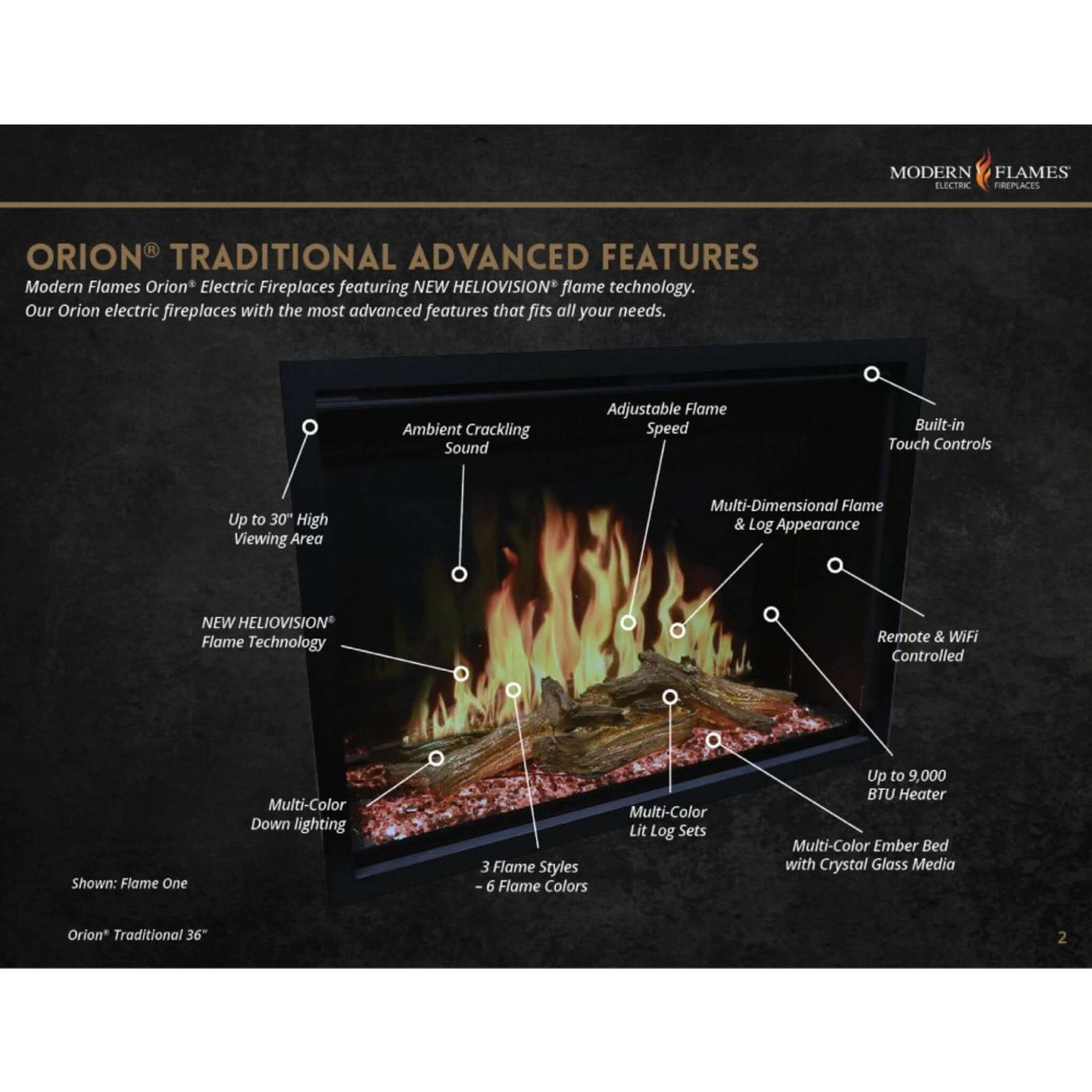 Modern Flames 26" Orion Traditional Virtual Electric Fireplace [OR26-TRAD]
