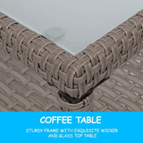 Outdoor Rattan Wicker Furniture Set W/ Sofas, Ottomans & Coffee Tables, 9PCS