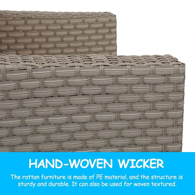 Outdoor Rattan Wicker Furniture Set W/ Sofas, Ottomans & Coffee Tables, 9PCS