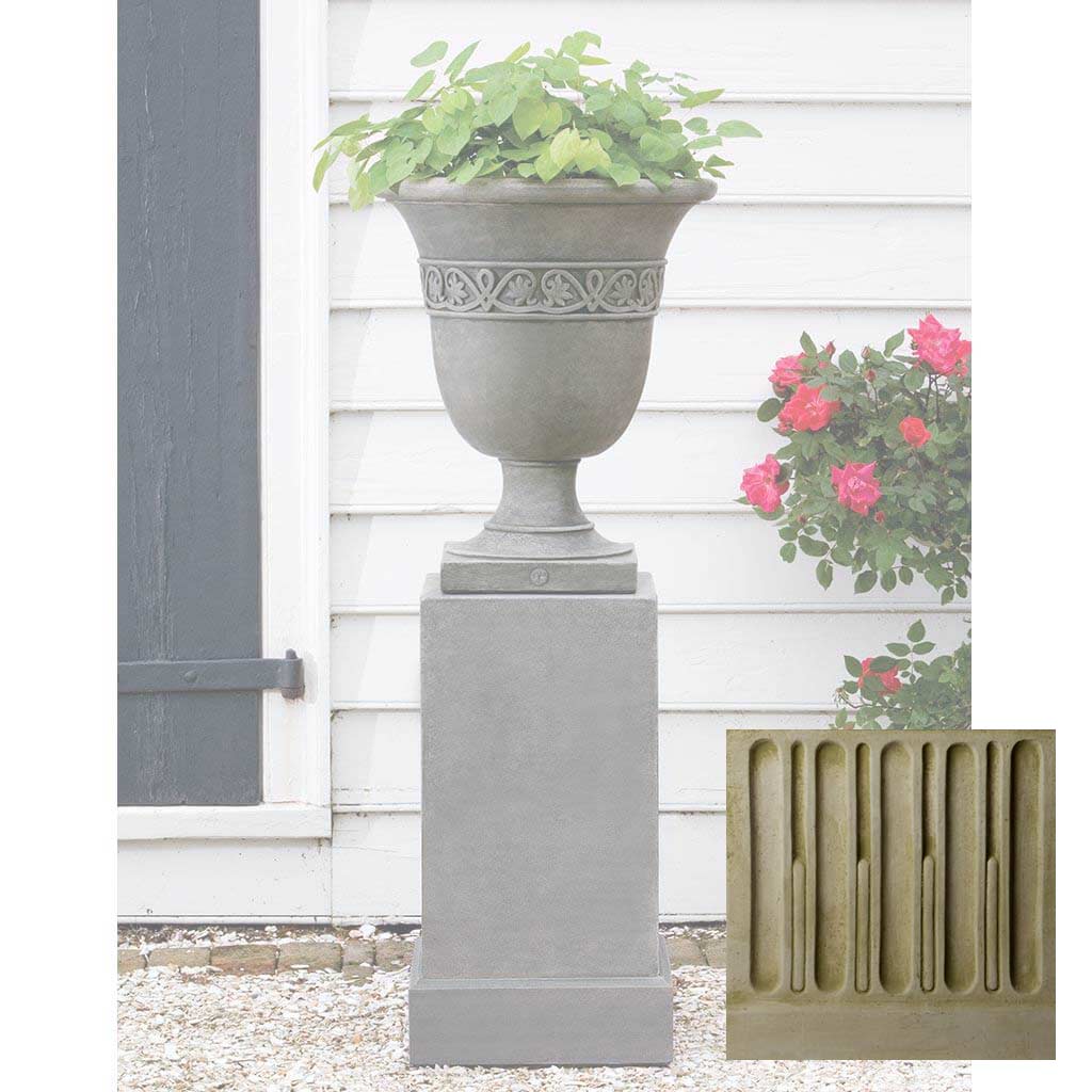 Campania Wburg Strapwork Leaf Urn w/ Classic Tall Pedestal - PPD-457