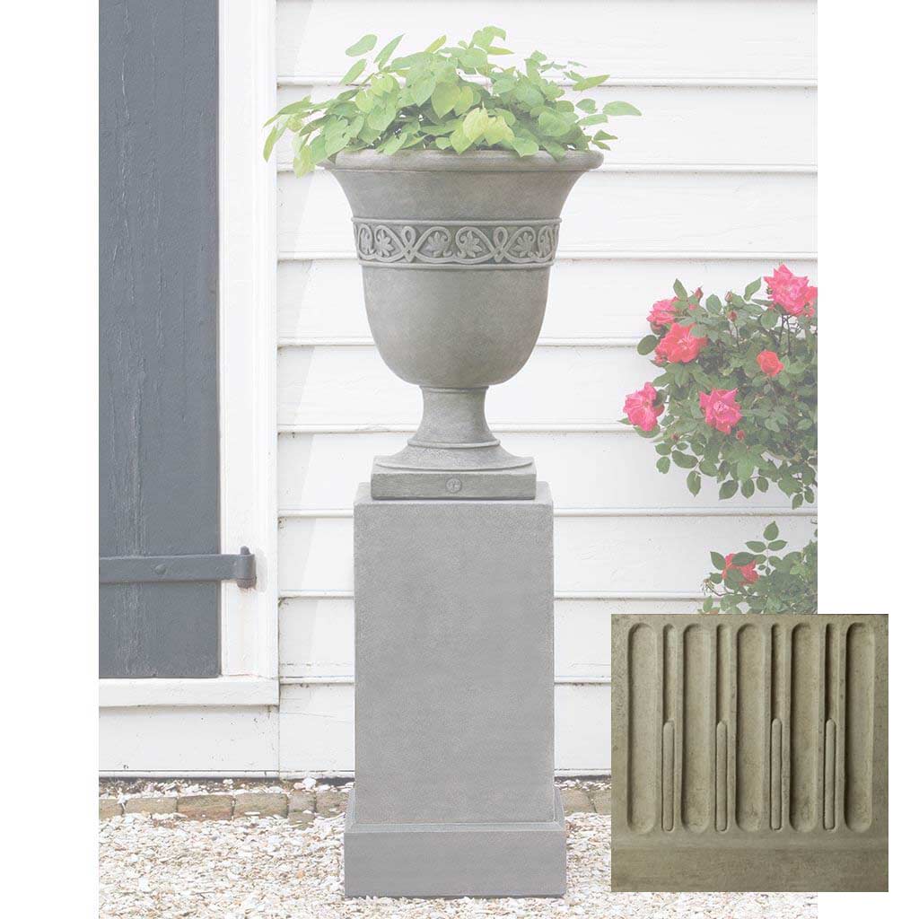 Campania Wburg Strapwork Leaf Urn w/ Classic Tall Pedestal - PPD-457
