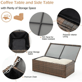Patio Rattan Wicker Furniture Set With Storage Boxes & Conversation Set, 7PCS