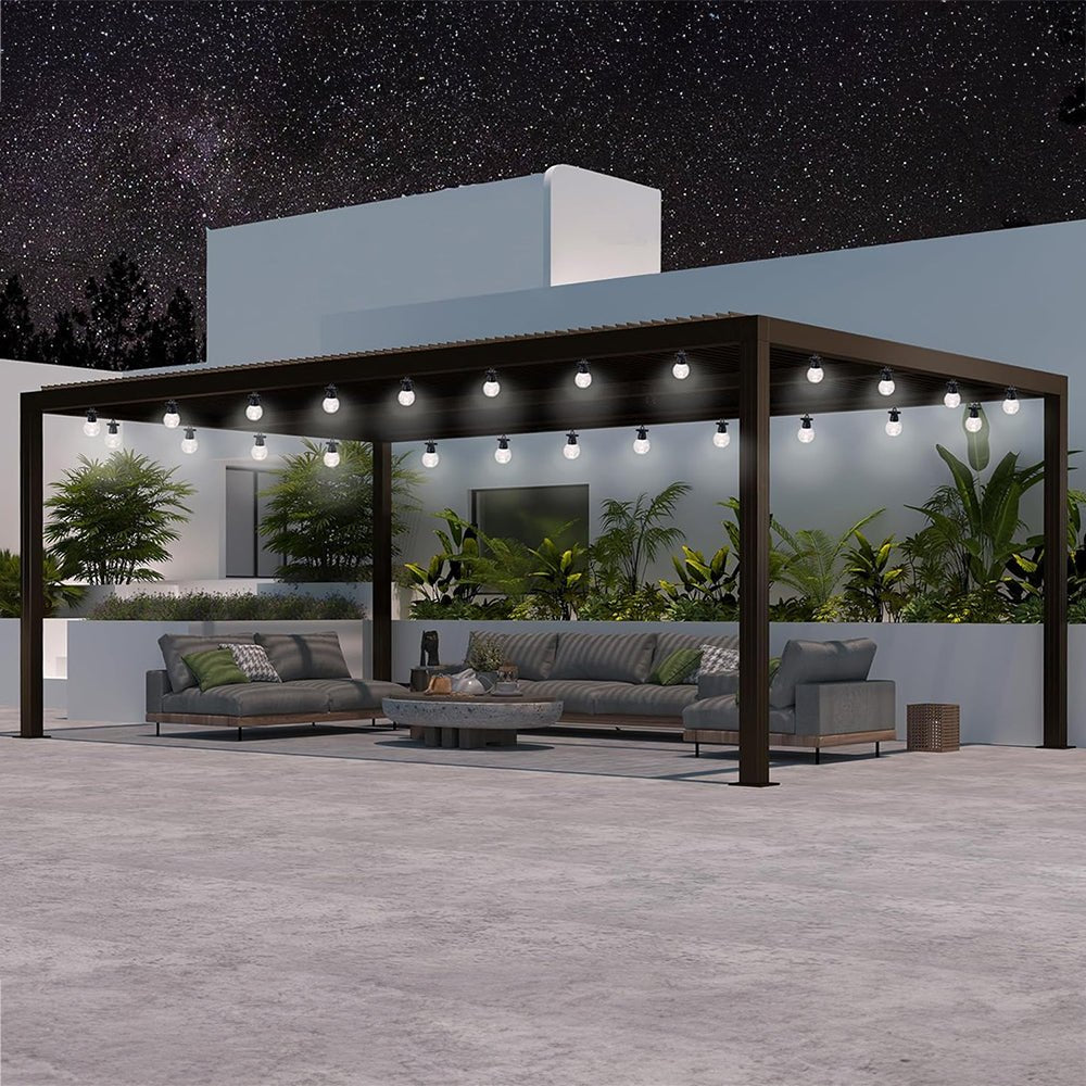 [12x16FT] Premium Outdoor Aluminum Hardtop Sun Shade Gazebo With Clear String Lights (96172534)