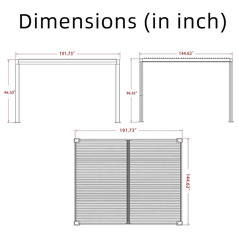 [12x16FT] Premium Outdoor Aluminum Hardtop Sun Shade Gazebo With Clear String Lights (96172534)