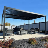 [12x16FT] Premium Outdoor Aluminum Hardtop Sun Shade Gazebo With Clear String Lights (96172534)