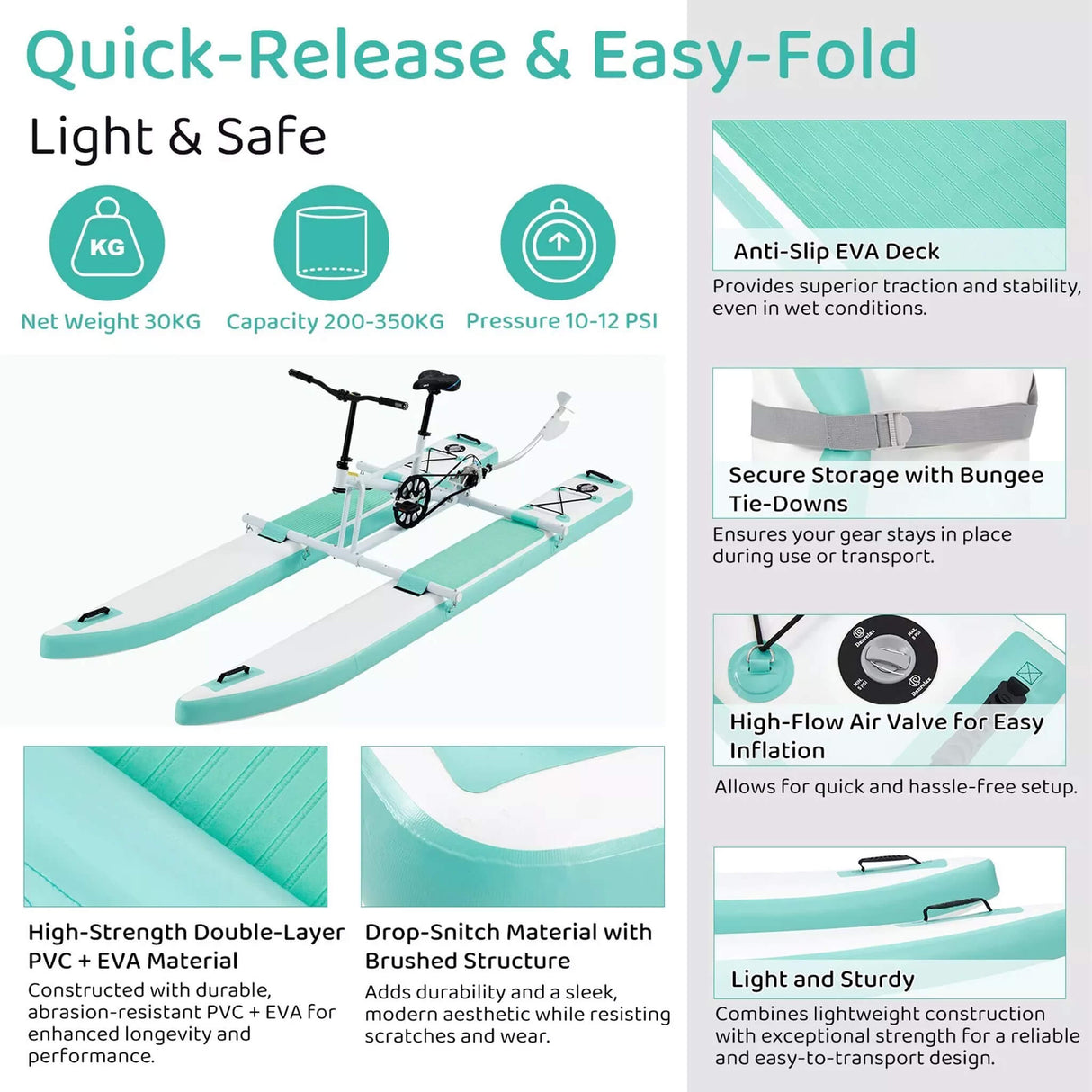 Portable Inflatable Water Marine Pedal Water Bike Kit With Accessories