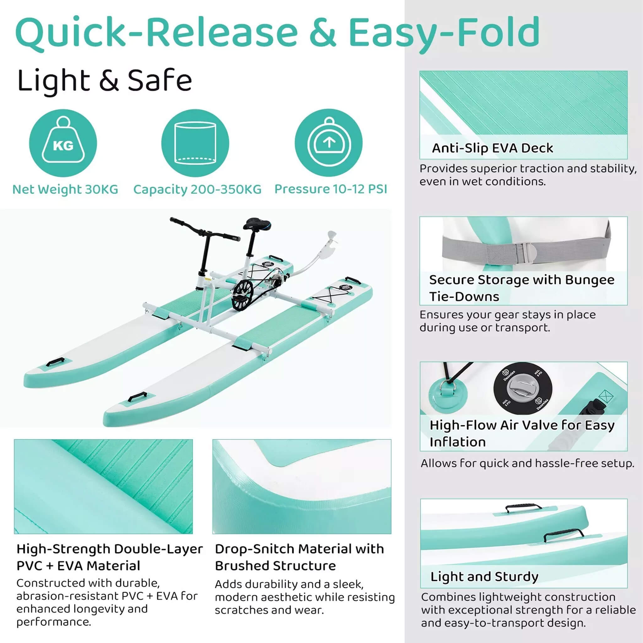 Portable Inflatable Water Marine Pedal Water Bike Kit With Accessories