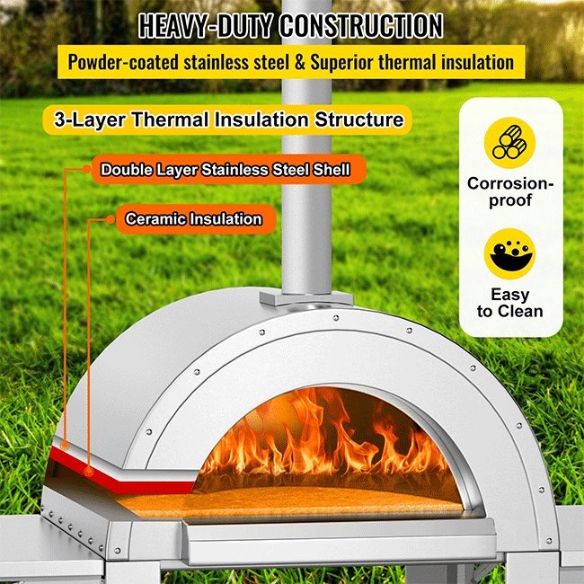 Portable Outdoor Stainless Steel Wood Fired Pizza Oven, 46'' (97246584)