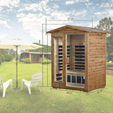 Premium 2-Person Indoor Outdoor Low EMF FAR-Infrared Hemlock Wood Personal Home Sauna Spa, 1750W (93728461)
