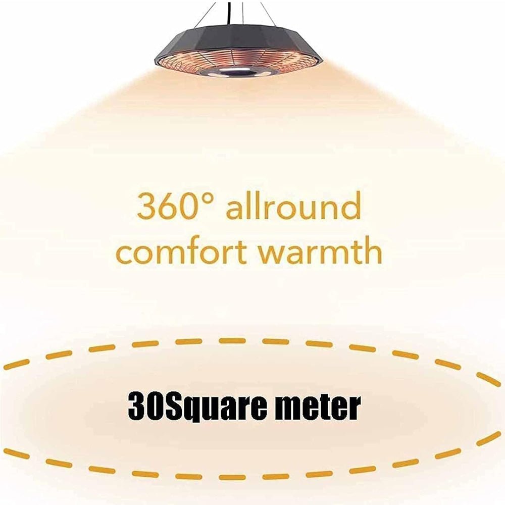 Premium 2000W Electric Outdoor Patio Hanging Infrared Heater With LED Light (97516842)