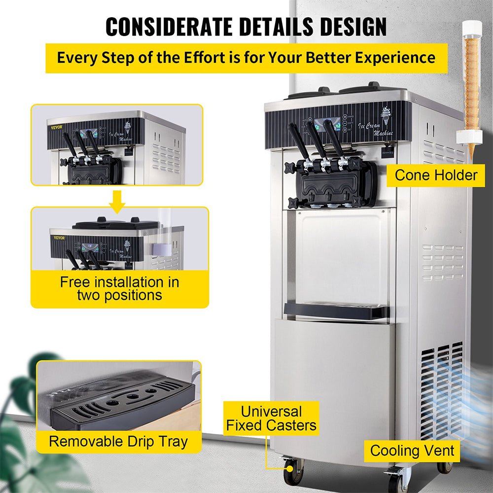 Premium 3 Flavors Commercial Soft Serve Yogurt Ice Cream Machine Maker (97524130)