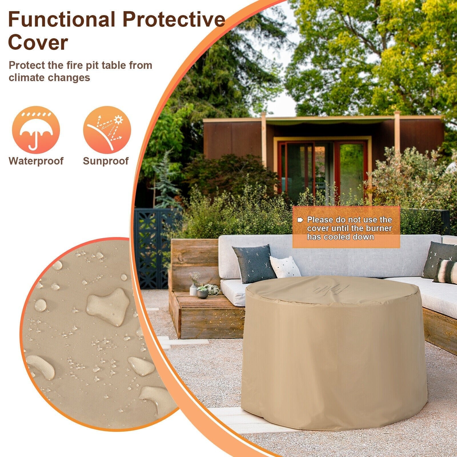 Premium 40" Round Propane Gas Fire Pit Table W/ PVC Cover, Rocks & Gas Kit (91544852)