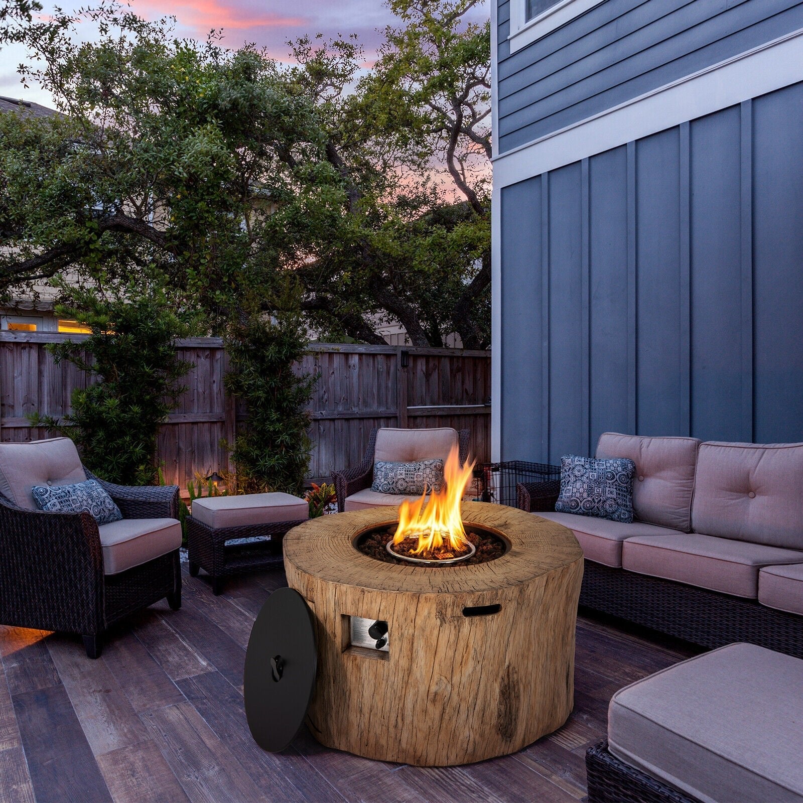 Premium 40" Round Propane Gas Fire Pit Table W/ PVC Cover, Rocks & Gas Kit (91544852)