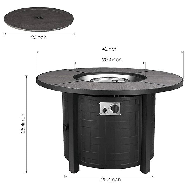 Premium 42" Outdoor Propane Patio Gas Fire Pit Coffee Table W/ Cover, 50K BTU