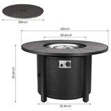 Premium 42" Outdoor Propane Patio Gas Fire Pit Coffee Table W/ Cover, 50K BTU