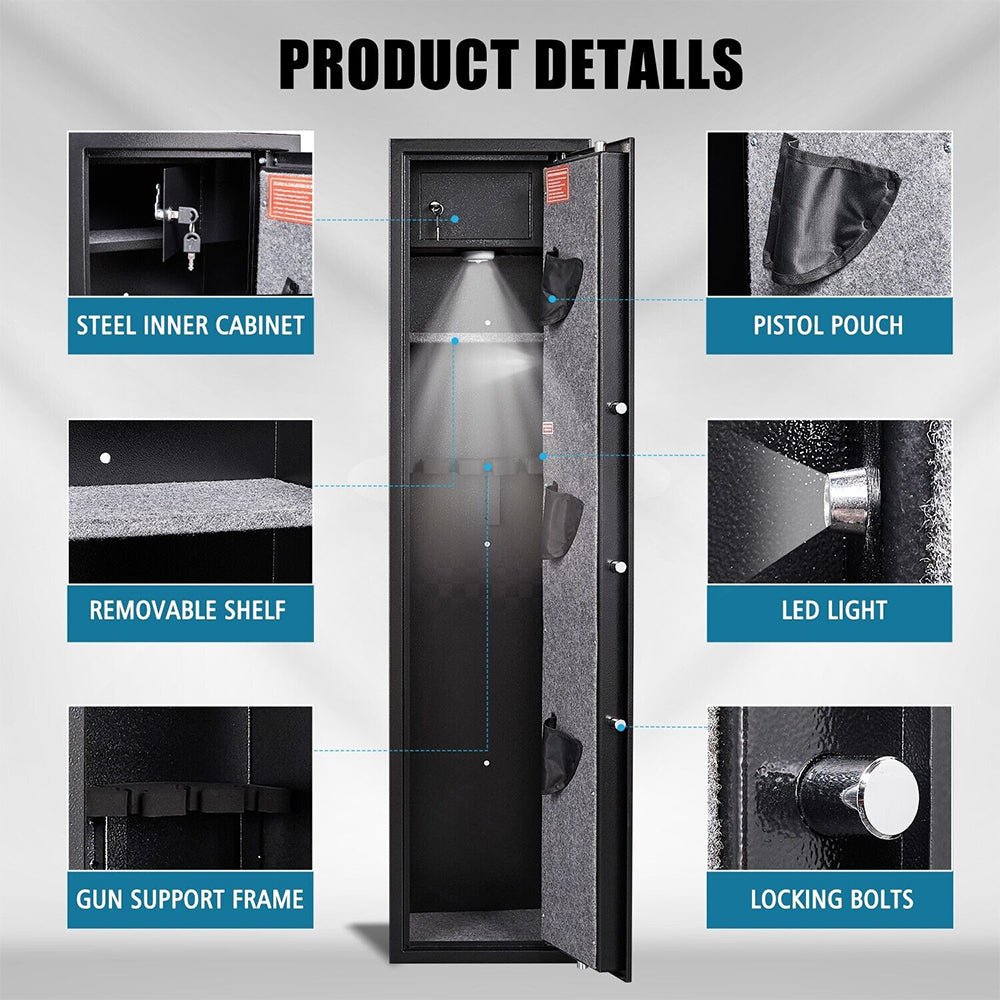 Premium 5 Rifle Biometric Gun Safe Cabinet W/ Keys (93721405)