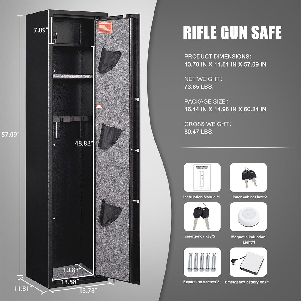 Premium 5 Rifle Biometric Gun Safe Cabinet W/ Keys (93721405)