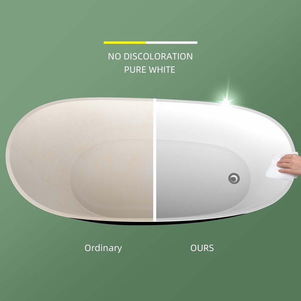 Premium 59" Acrylic Freestanding Oval Soaking Bathtub With Overflow & Chrome Drain, Black (91385264)