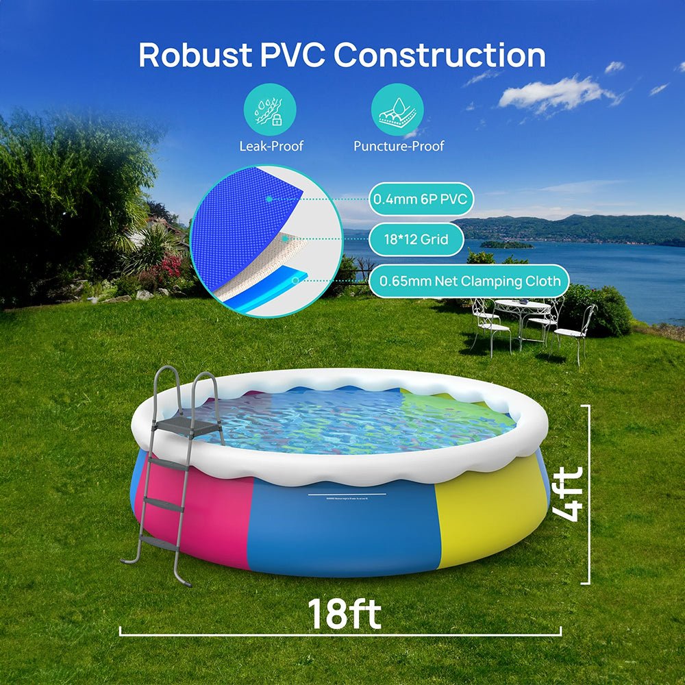 Premium Above Inflatable Ground Pool With Filter Pump, Ladder, Ground Cloth And Cover, 18FT (93641724)