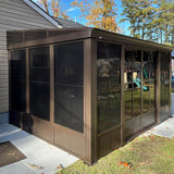 [10x12FT] Premium Against Wall Mounted Solarium Sunroom With Galvanized Steel Sloping Roof