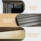 [10x12FT] Premium Against Wall Mounted Solarium Sunroom With Galvanized Steel Sloping Roof