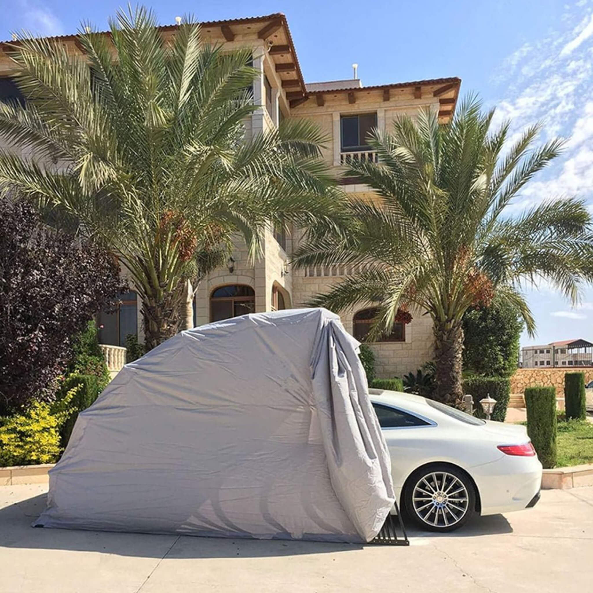[09x20FT] Premium All-Weather Retractable Steel Frame Carport Canopy For Cars & SUVs