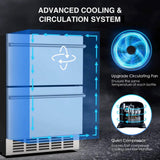Premium Double Drawer Stainless Steel Built-In Wine Beverage Undercounter Refrigerator, 5.3 Cu.Ft.