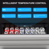 Premium Double Drawer Stainless Steel Built-In Wine Beverage Undercounter Refrigerator, 5.3 Cu.Ft.