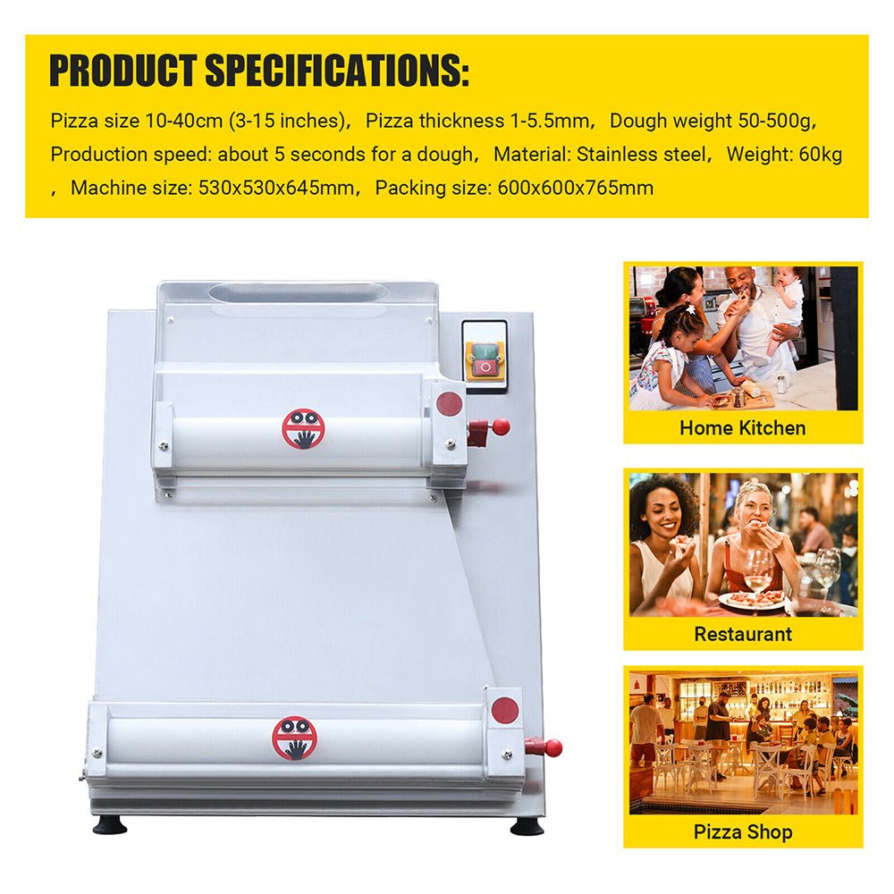 Premium Electric Commercial Pizza Dough Roller Pastry Sheeter Press Machine, 16" (91483627)